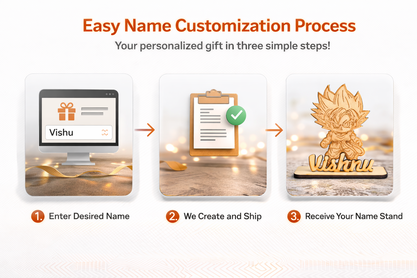 Personalized Anime Wooden MDF Name Stand | Custom Laser Engraved Name Plate | Desk Decor Gift for Kids & Anime Lovers | Unique Birthday Gift | Wooden Customized Name Stand (13x14 cm)