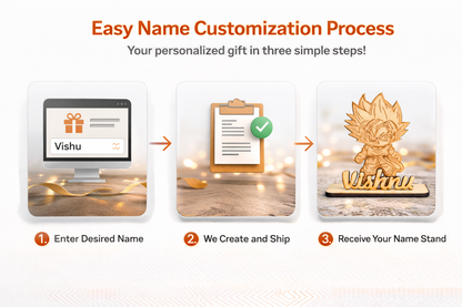 Personalized Anime Wooden MDF Name Stand | Custom Laser Engraved Name Plate | Desk Decor Gift for Kids & Anime Lovers | Unique Birthday Gift | Wooden Customized Name Stand (13x14 cm)