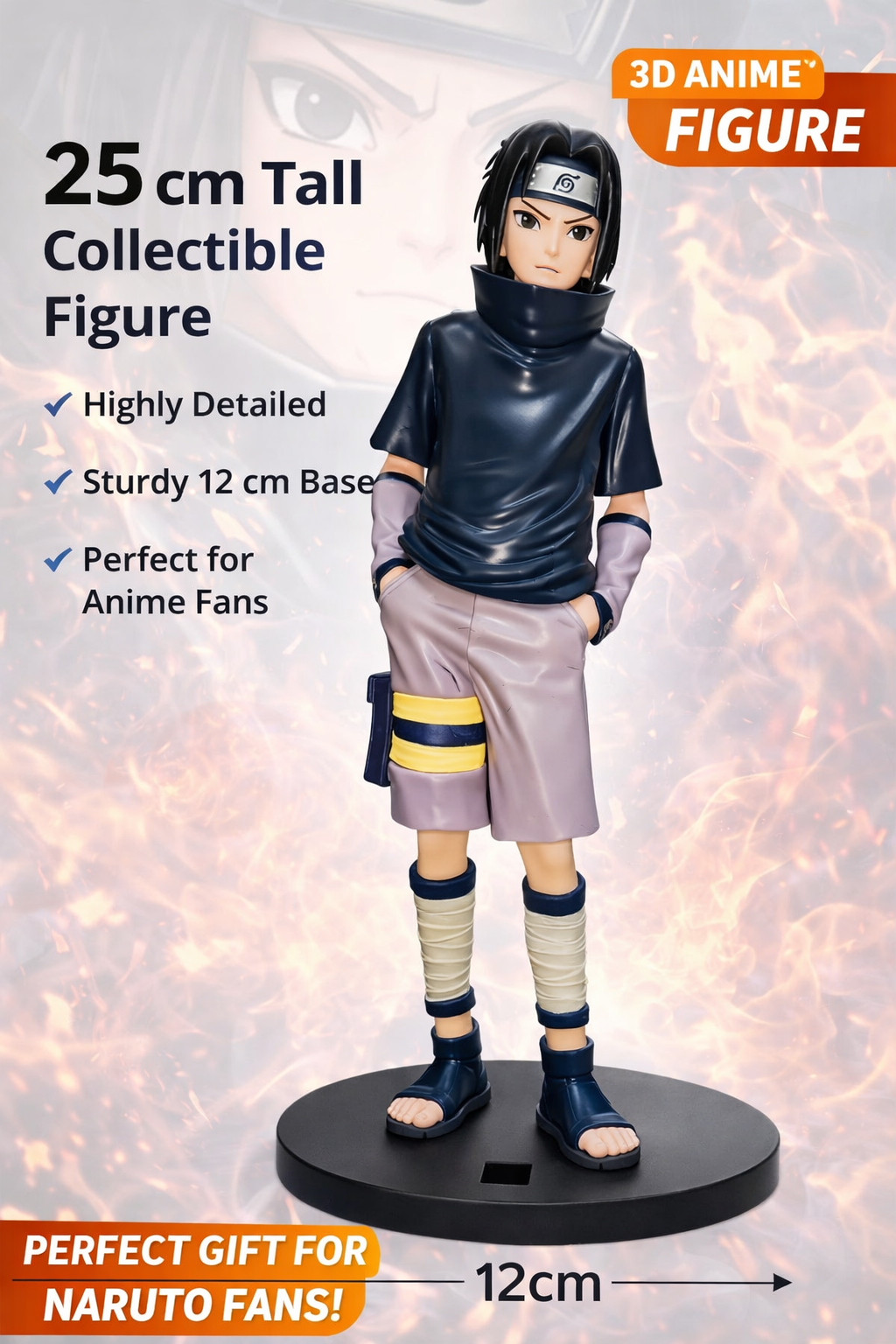 Naruto Sasuke Uchiha Action Figure – 25cm Anime Collectible Statue with Base | Premium Quality PVC Model | Perfect Gift for Anime Fans