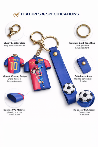 Football Jersey Keychain with Strap – No.19 Barceelona Style Mini Shirt Key Ring for Men, Boys & Football Fans | Premium Rubber Key Holder for Car, Bike & Bags (LAMINE YAMAL)