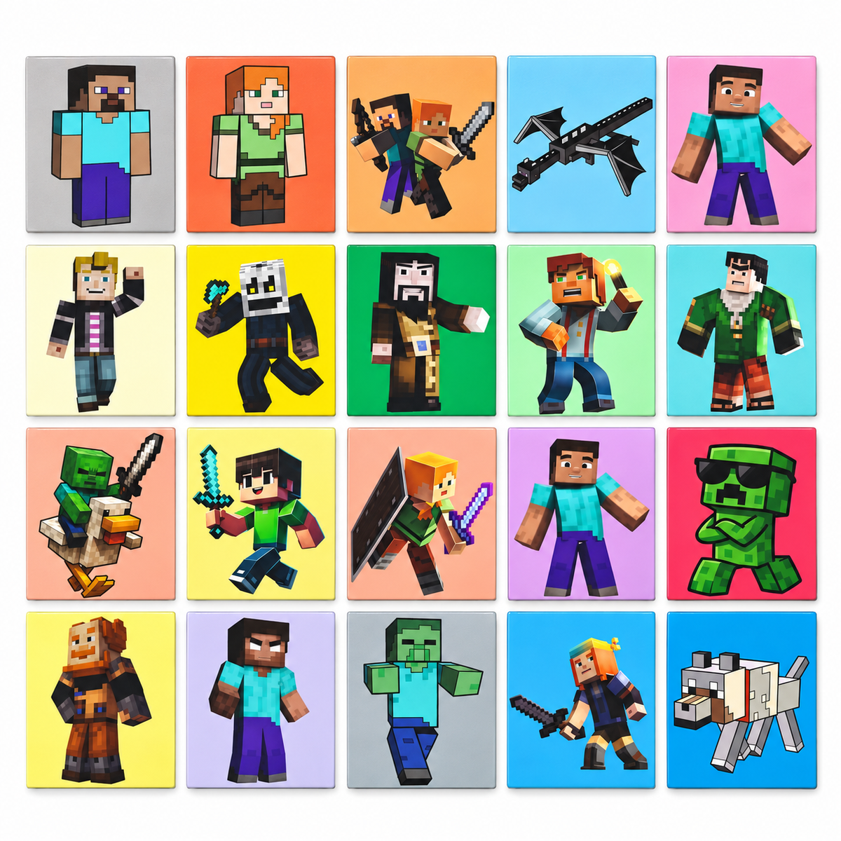 Minecraft Kids Fridge Magnet Set, Refrigerator Magnets | Fun Collectible Gift & Home Décor (Pack of 20) 4x5 cm