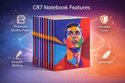 CR7 Notebook Set of 10 A5 Size | 100 Pages Premium Quality Notebooks | Smooth Writing Journal | School Office Study Notebook Set