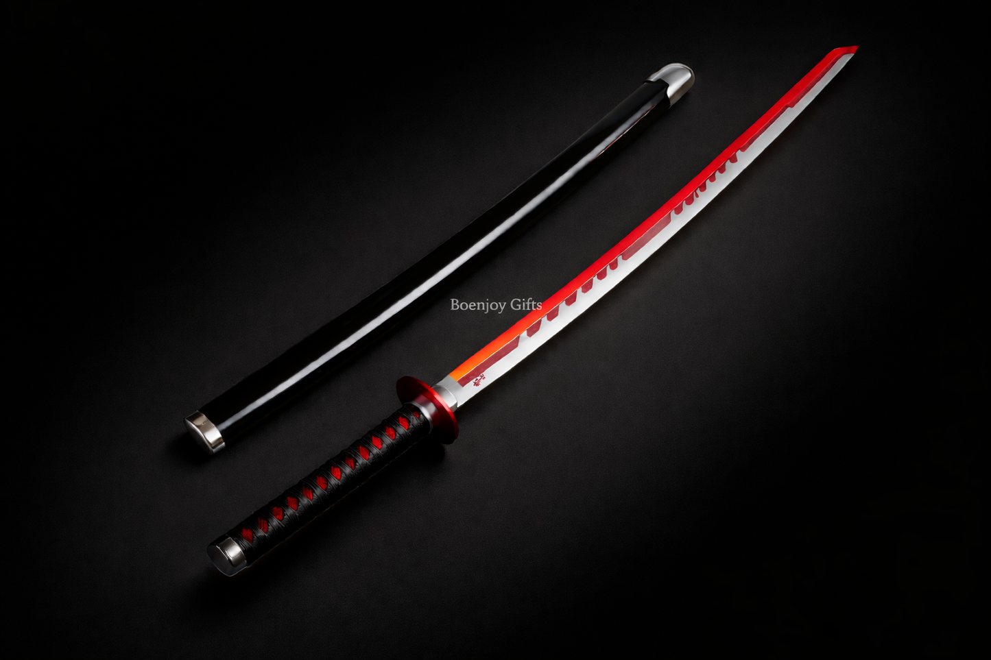 Red Blade Katana Sword 104 cm – Anime Style Samurai Sword with Scabbard for Cosplay & Display(TANJI RED)
