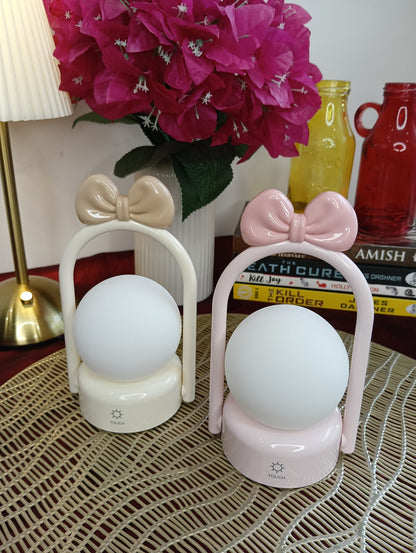 LED Bow Night Lamp Rechargeable Touch Control Bedside Lamp | Random 1 Design | Cute Portable Night Light for Kids Bedroom Nursery