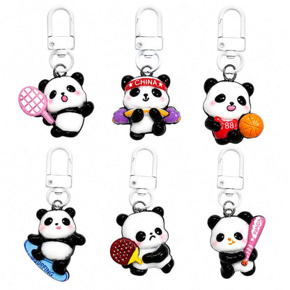 Cute Panda Phone Charm Keychain Set of 6 | Kawaii Mobile Phone Charms for Girls