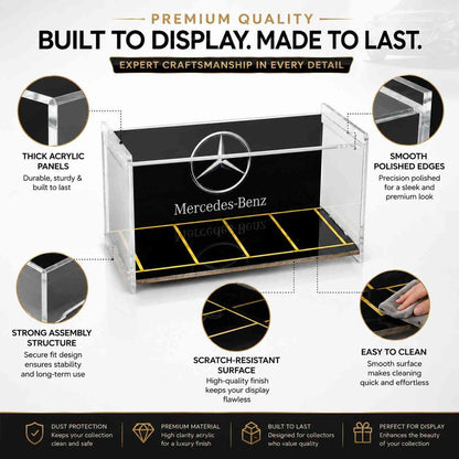 Mercedes-Benz Acrylic Garage Display Case for 1:64 Scale Die-Cast Cars | Premium Collector Showcase Display Stand | Dustproof Model Car Storage Organizer