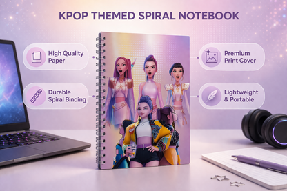 K Pop Demon Hunters Spiral Notebook B5 (25.5 x 17.5 cm) – Cute Aesthetic Demon Hunters Diary for Girls & Students