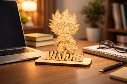 Personalized Anime Wooden MDF Name Stand | Custom Laser Engraved Name Plate | Desk Decor Gift for Kids & Anime Lovers | Unique Birthday Gift | Wooden Customized Name Stand (13x14 cm)