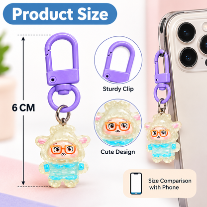 Phone Charms for Girls Set of 4, Cute Random Assorted Designs 6 cm, Colorful Carabiner Keychain Charms for Mobile Phone, Backpack, Handbag & Pouch