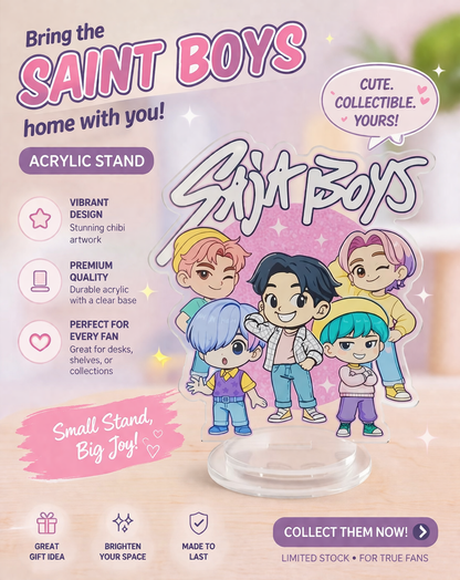 Saja Boys Demon Hunter Acrylic Standee – Cute Cartoon Anime Desk Decor | Premium Acrylic Figure | Gift for Kids, Friends & Collectors | 15cm