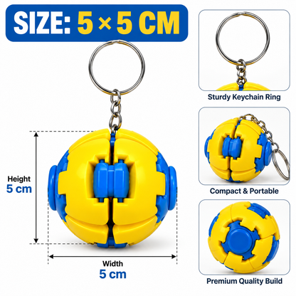 2-in-1 Spinner Keychain – Yellow & Blue Press-to-Spin Pocket Toy (Random Colour 1 Pc)