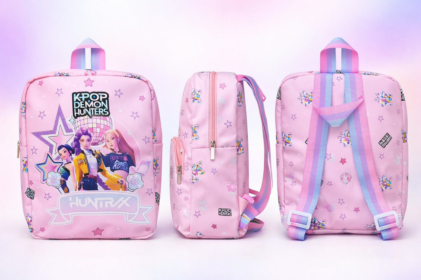 K POP Demon Hunters Kids Backpack for Girls | Cute Cartoon School Bag | Lightweight & Spacious | Adjustable Straps | Pink & Blue Designs | Ideal for School, Travel & Daily Use (Random 1 Pcs)