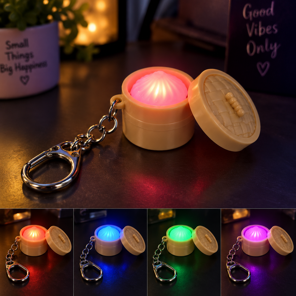 Mini LED Light-Up Keychain – Multi-Color Blinking Press-Activated Bag Charm