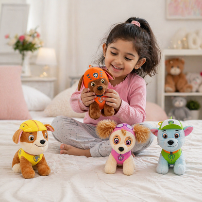 Paw Patrol Style Plush Toy Set – Cute Dog Soft Toys for Kids (4 Characters), Cuddly Stuffed Toys Gift for Babies & Children Random 1 pcs