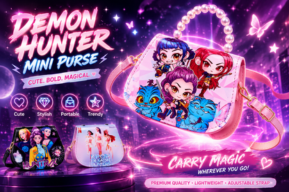 K POP Demon Hunter Mini Purse for Girls Lightweight Adjustable Strap Waterproof Shoulder Bag (Multicolor, 7.1 inch)