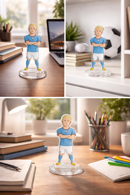 Football Player Acrylic Standee 15cm – Christopher Holroyd Cartoon Figure | Premium Transparent Desk Decor | Sports Fan Gift | Office & Room Decoration | Birthday Gift for Boys & Football Lovers