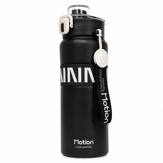 Motion Premium Stainless Steel Water Bottle 800ml – Leakproof Sports Bottle with Flip Lid, Safety Lock & Carry Strap