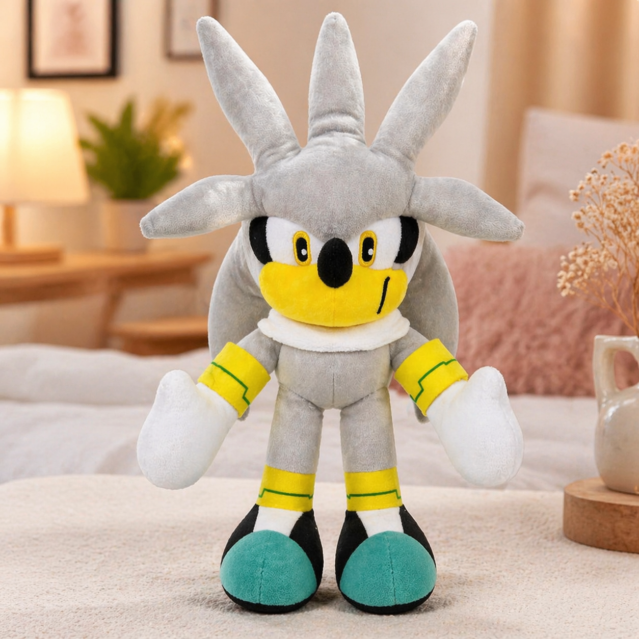 Silver the Hedgehog Plush Toy – Approx 32cm Soft Stuffed Cartoon Character Doll | Cute Cuddly Toy for Kids & Gifts
