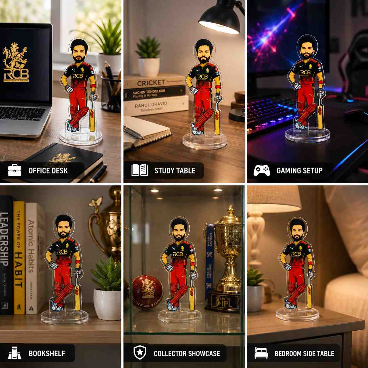 Rajat Patidar Acrylic Standee for RCB Fans | Royal Challengers Bengaluru Cricket Player Collectible | 15cm Premium Acrylic Figure | Desk Decor, Car Dashboard Accessory, Gift for Cricket Lovers