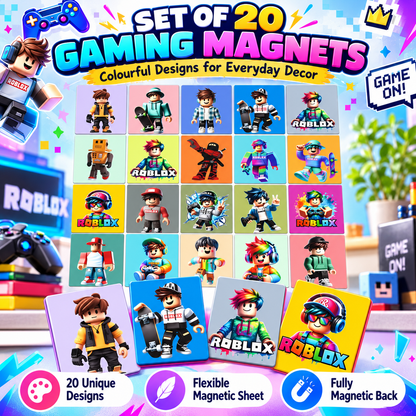 Roblox Kids Fridge Magnet Set, Refrigerator Magnets | Fun Collectible Gift & Home Décor (Pack of 20) 4x5 cm
