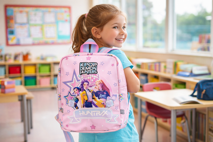 K POP Demon Hunters Kids Backpack for Girls | Cute Cartoon School Bag | Lightweight & Spacious | Adjustable Straps | Pink & Blue Designs | Ideal for School, Travel & Daily Use (Random 1 Pcs)
