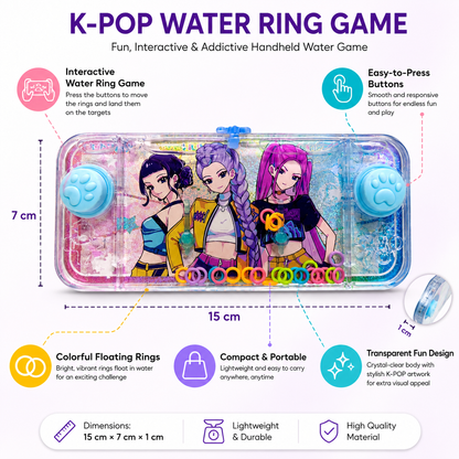 K POP Demon Hunters Water Ring Game Toy for Kids – Interactive Handheld Water Ring Toss Game, Colorful Floating Rings, Random 1 PC (Copy)