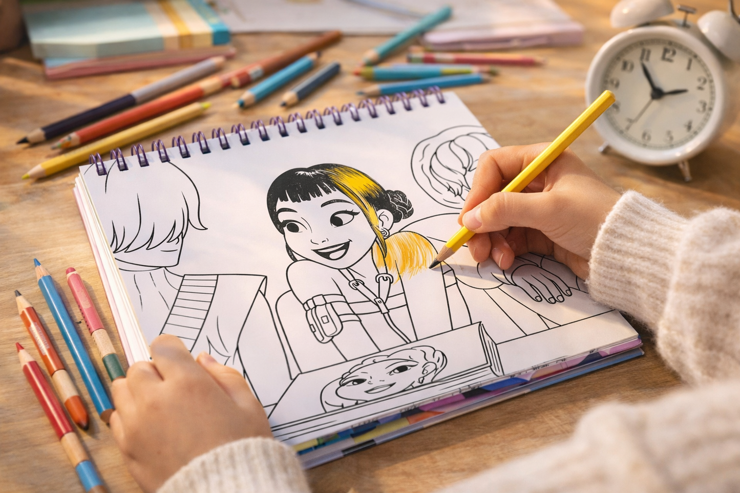 K Pop Demon Hunters Colouring Book (32 Pages) for Kids | Cartoon Coloring Book | Spiral Drawing Book | Creative Activity Gift for Boys & Girls