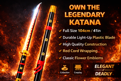 Buy LED Light Katana Sword with plastic blade and wooden handle. 104cm decorative samurai sword perfect for cosplay, anime fans, display and collection.(White Light)