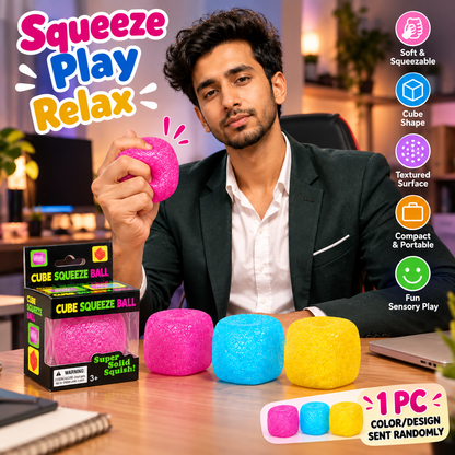 Cube Squeeze Ball Squishy – Soft Textured Sensory Fidget Toy for Kids & Adults | 1 Pc Random Color