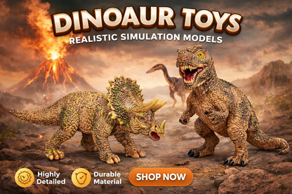 Dinosaur Toy Figure Set for Kids – Triceratops & Tyrannosaurus Rex Realistic Dinosaur Toys | Pack of 2 | 19 cm Educational Animal Figures for Kids Play & Decoration