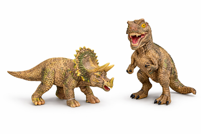 Dinosaur Toy Figure Set for Kids – Triceratops & Tyrannosaurus Rex Realistic Dinosaur Toys | Pack of 2 | 19 cm Educational Animal Figures for Kids Play & Decoration