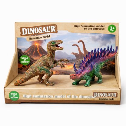 Raptor & Stego Dinosaur Toy Set (Set of 2) – Realistic Simulation Models, Non-Toxic Kids Toys, Desk Decor, Home Decor , Gifts for Boys & Girls (3+)