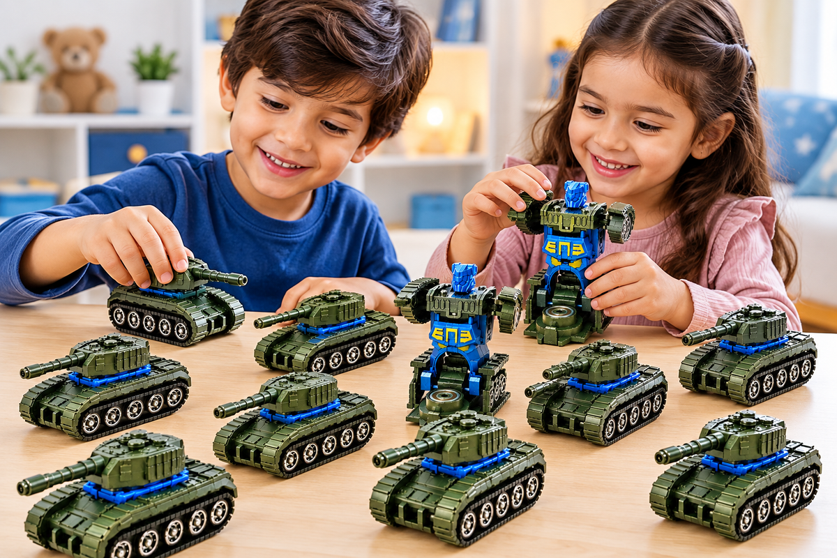 Transforming Tank Robot Toy Set of 10 for Boys & Girls | Plastic Rotating Toy | NO COD