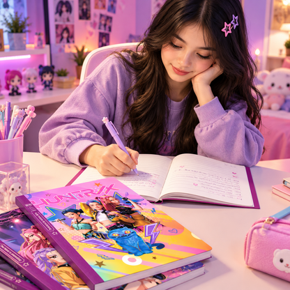 K POP Demon Hunters B5 Notebook – 80 Ruled Pages, 25 x 18 cm, Stylish Notebook for Girls, Kids & Teens, School, Study, Journaling & Daily Writing – 1 Random Design