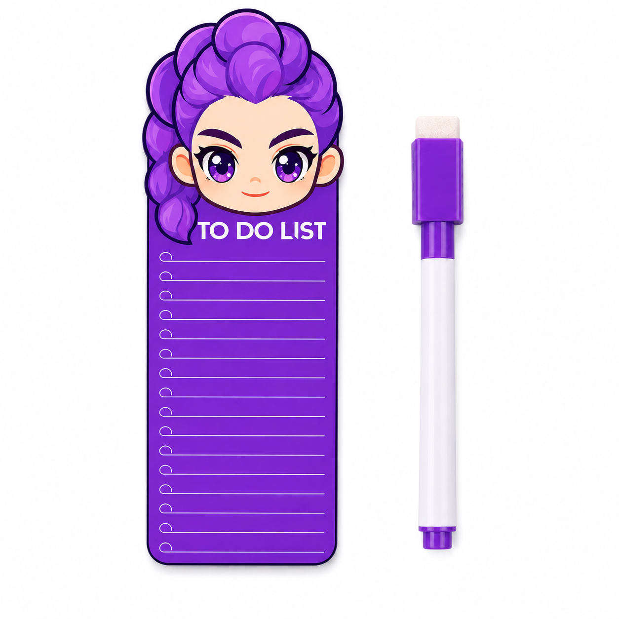 K POP Demon Hunters Acrylic to Do List Board with Marker & Eraser, Reusable Magnetic Daily Planner for Fridge, Study, Office, School & Home, 24 x 9 cm