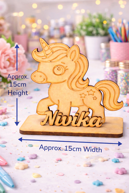 Custom MDF Unicorn Name Standee | Personalized Wooden Name Plate | Kids Room Decor | Birthday Gift | Return Gift