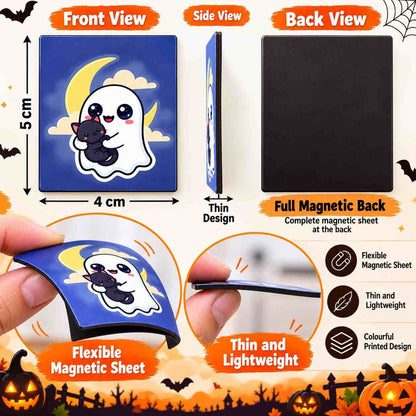 Halloween Fridge Magnets Set of 20 Pcs | Cute Cartoon Ghost Pumpkin Witch Magnets | 5 × 4 cm