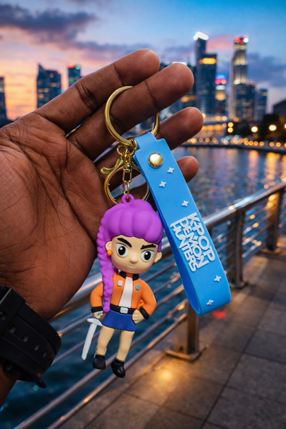 Demon Hunters Keychain with Strap – Premium Silicone Keyring for Keys, Bags & Gifts for Girls(RUMI)