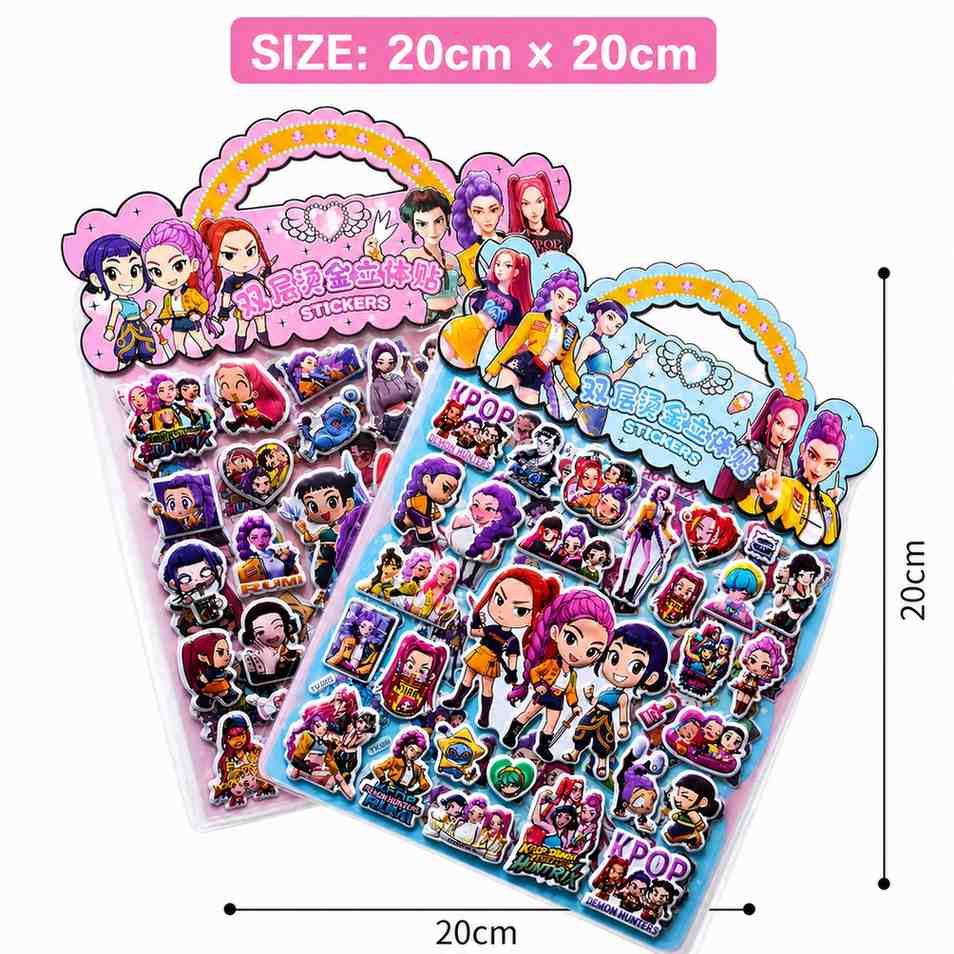K Pop Demon Hunters Random 1 Set  Sticker wiith 2 Sheets – Cute Waterproof Anime Style Vinyl Stickers for Laptop, Phone, Diary, Scrapbook & Kids Gifts