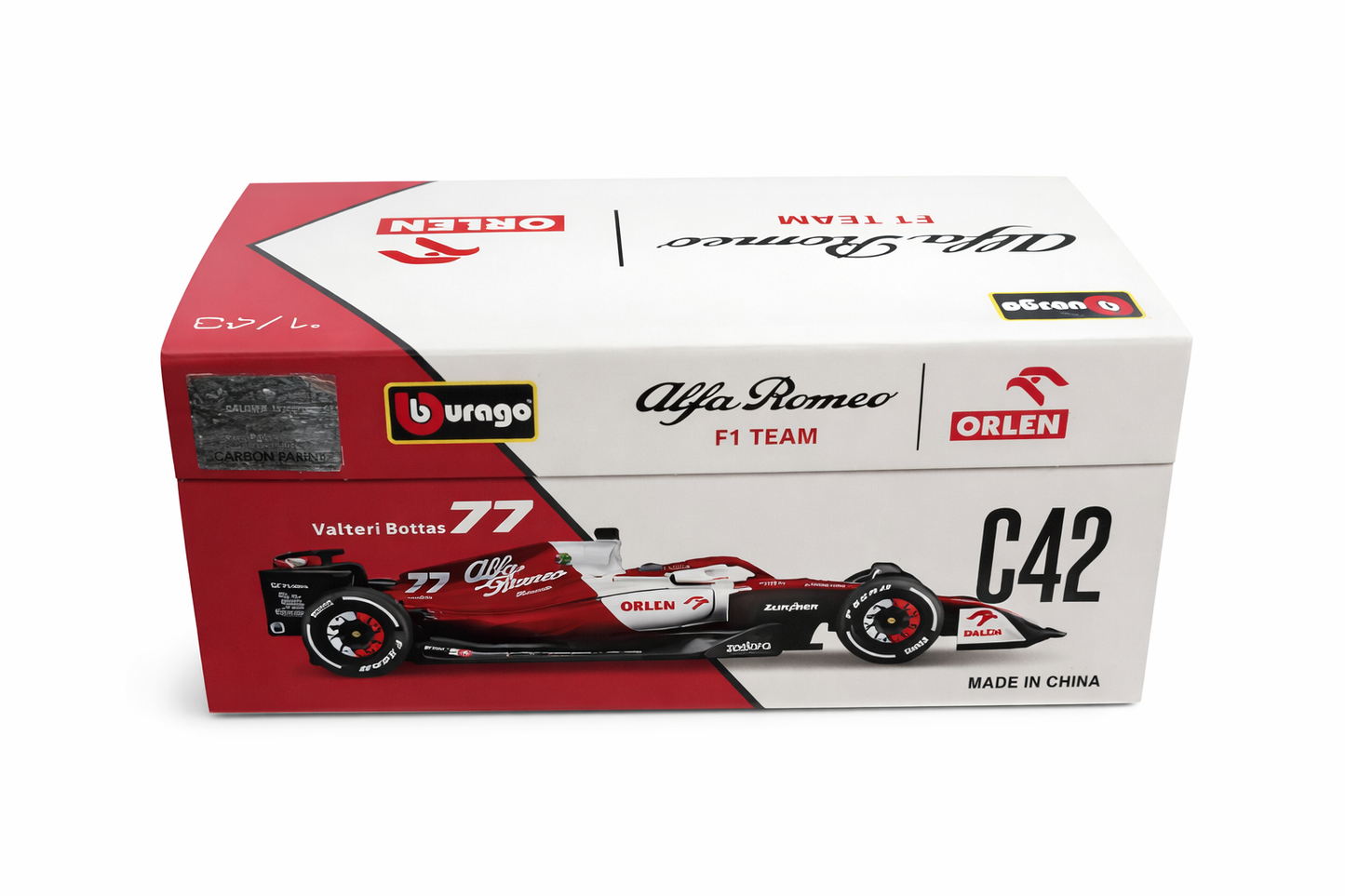 Alfa Romeo C42 F1 Diecast Model Car 1:43 Scale – Valtteri Bottas #77 | Bburago Formula 1 Collectible with Display Case