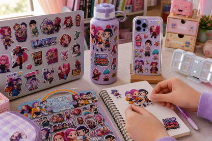 K Pop Demon Hunters Random 1 Set  Sticker wiith 2 Sheets – Cute Waterproof Anime Style Vinyl Stickers for Laptop, Phone, Diary, Scrapbook & Kids Gifts