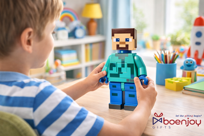 Minecraft Pixel Block Toy with Sound & Light | LED Action Figure for Kids | Gaming Character Toy Gift
