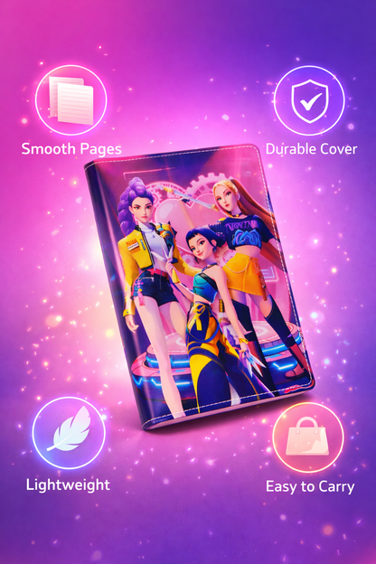 K Pop Demon Hunters Spiral Notebook A5 Size | Hard Cover Single Line Ruled Journal | Writing Diary for Students | School Office College Use | Birthday Gift (Pink)
