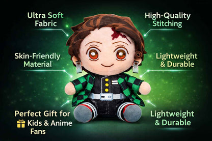 Tanjiro Kamado Inspired Plush Toy 20 CM – Demon Slayer Anime Soft Stuffed Doll | Cute Gift for Kids, Boys, Girls & Anime Fans