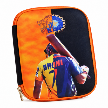 MS Dhoni Cricket Theme Pencil Pouch & Pencil Case | Dhoni 7 Cricket Stationery Organizer for Kids & Students | Sports School Pouch