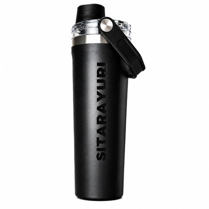 SITARAYURI 800ML Stainless Steel Insulated Water Bottle | Double Wall Vacuum Flask | Leakproof BPA Free Sports Bottle with Carry Handle | Black (COD NOT AVAILABLE)