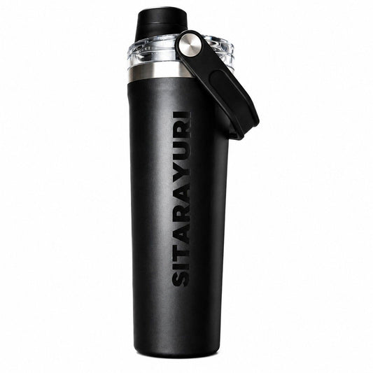 SITARAYURI 800ML Stainless Steel Insulated Water Bottle | Double Wall Vacuum Flask | Leakproof BPA Free Sports Bottle with Carry Handle | Black (COD NOT AVAILABLE)