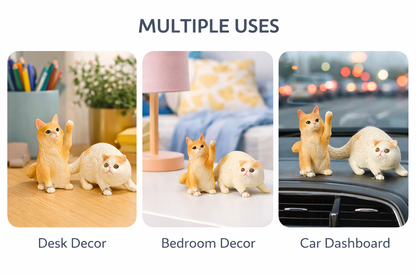 Pet Cat Toy Set 2 | Realistic Cat Figurines | Cute Mini Animal Toys for Play, Desk Decor & Gifts