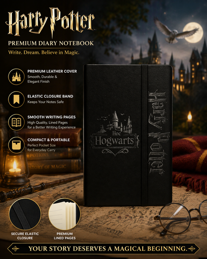 Harry Potter Diary Notebook – Premium Journal | Magnetic & Elastic Closure | Compact 11x7 cm | Smooth Writing Pages | Gift for Kids & Fans |Random 1 pcs