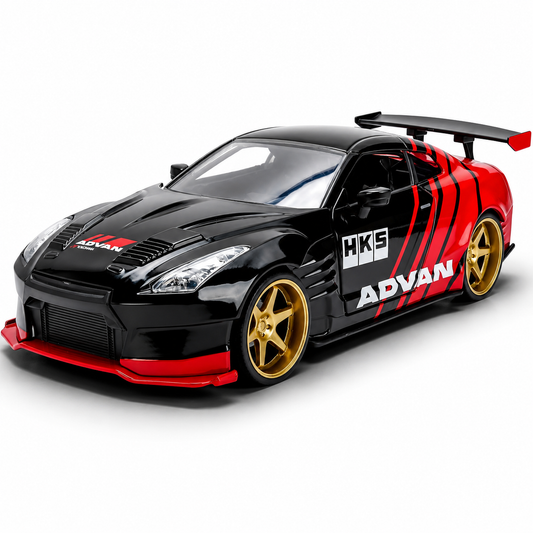 Jada 2009 Nissan GT-R Ben Sopra HSK Advan, Black/Red Toys 37022-1/24 Scale Diecast Model Car( COD NOT AVAILABLE)